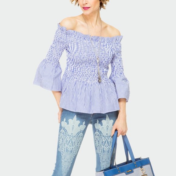 Joseph Ribkoff Off The Shoulder Top. EUC - Picture 1 of 8